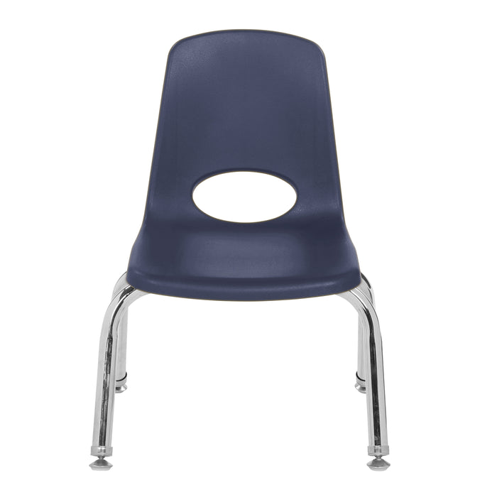 Navy blue chair with a circular cutout on a white background