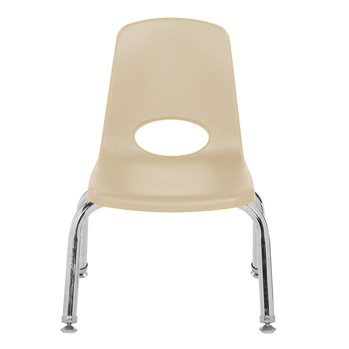 Beige chair with chrome legs on a white background