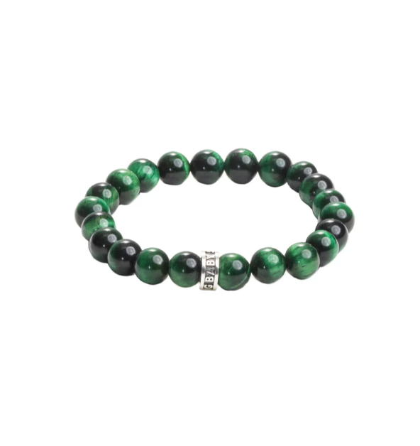 10mm Green Tigers Eye Beaded Bracelet