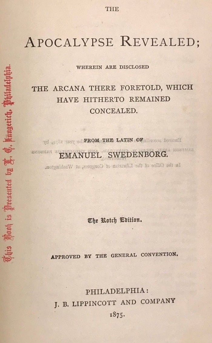 1875 - THE APOCALYPSE REVEALED - EMANUEL SWEDENBORG 1st/1st  OCCULT RELIGION