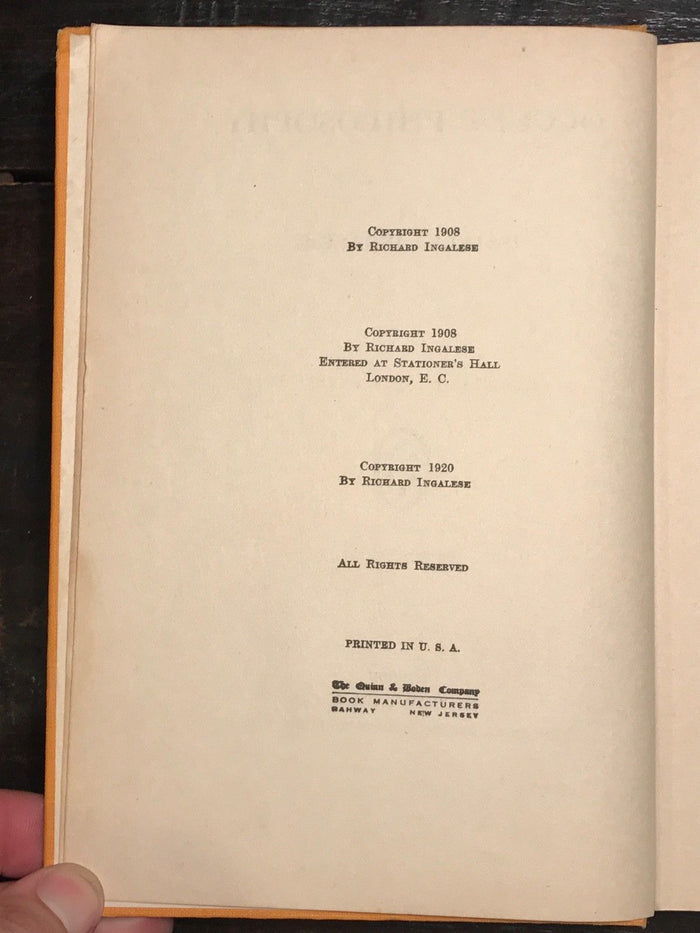 1920 — OCCULT PHILOSOPHY by Isabella Ingalese 2nd Edition, OCCULT PSYCHIC SPIRIT