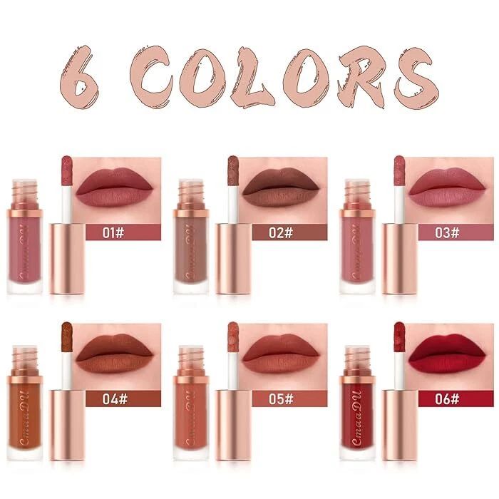 6PcSet Lip Gloss Lipstick Matte Velvet Waterproof Long Lasting Makeup Set Gift