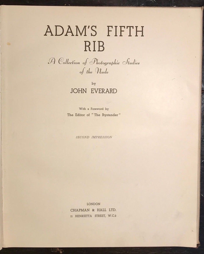 ADAM'S FIFTH RIB: COLLECTION OF NUDE PHOTOGRAPHIC STUDIES - John Everard, 1936