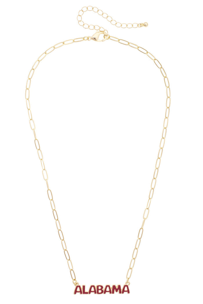 Alabama Crimson Tide Puffy Nameplate Necklace