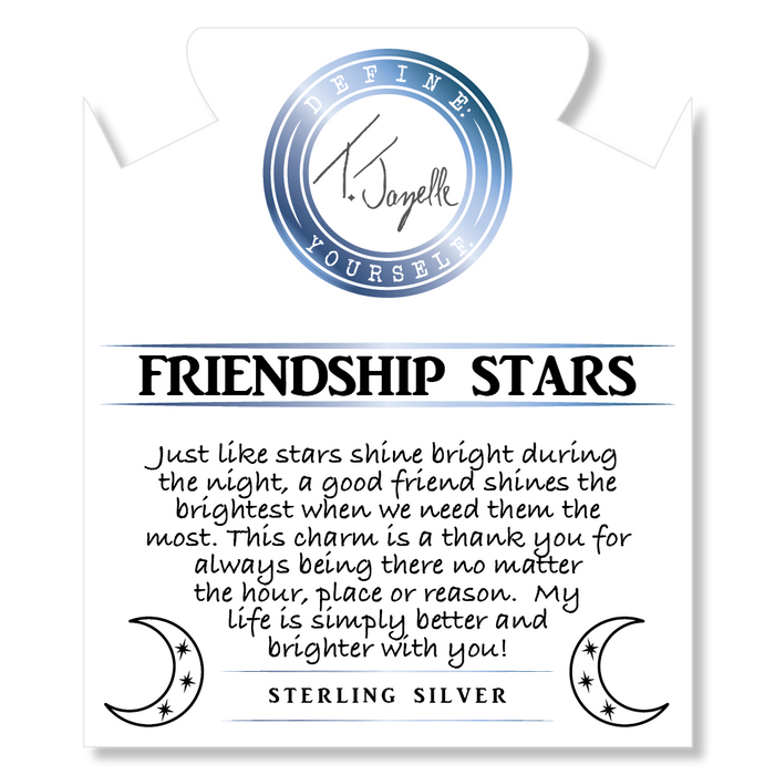 Amethyst Citrine Gemstone Bracelet with Friendship Stars Sterling Silver Charm