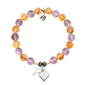 Amethyst Citrine Gemstone Bracelet with Key to My Heart Sterling Silver Charm