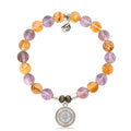 Amethyst Citrine Gemstone Bracelet with North Star Sterling Silver Charm