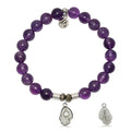 Amethyst Gemstone Bracelet with Oyster Sterling Silver Charm