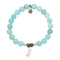 Aqua Fire Agate Gemstone Bracelet with Olive Branch Sterling Silver Charm