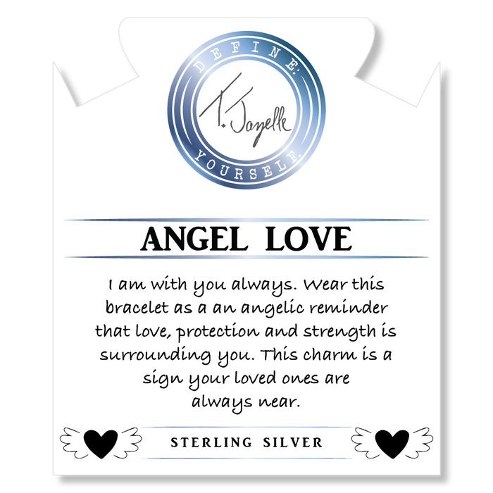 Australian Agate Gemstone Bracelet with Angel Love Sterling Silver Charm