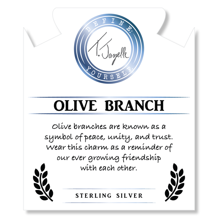 Australian Agate Gemstone Bracelet with Olive Branch Sterling Silver Charm
