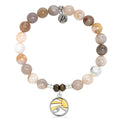 Australian Agate Gemstone Bracelet with Rising Sun Sterling Silver Charm