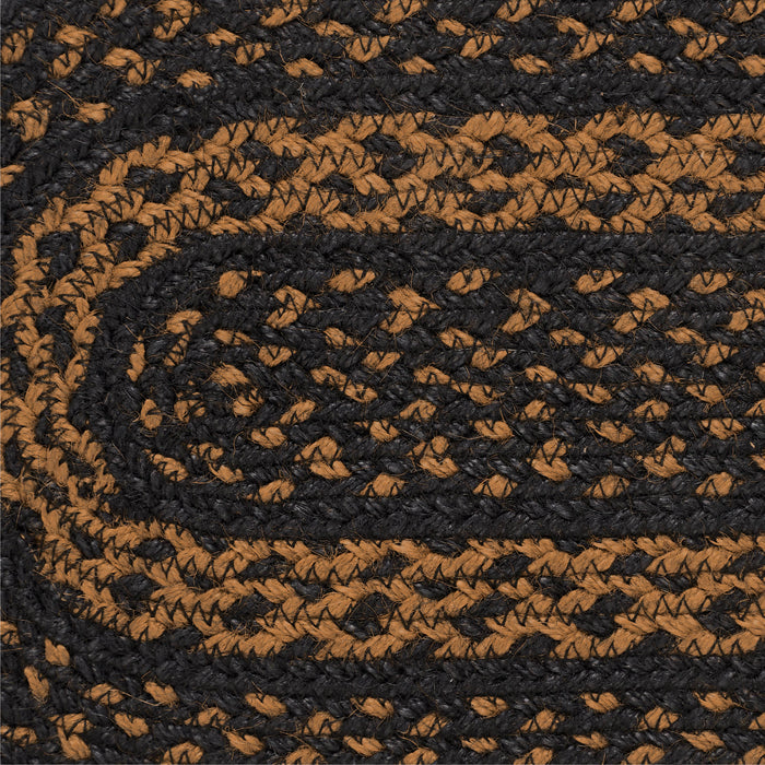 Black & Tan Jute Oval Runner 8x24