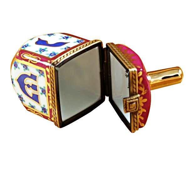 Dreidel Blue & Maroon Porcelain Limoges religion spirit Rochard Limoges Box jewish French Trinket Box