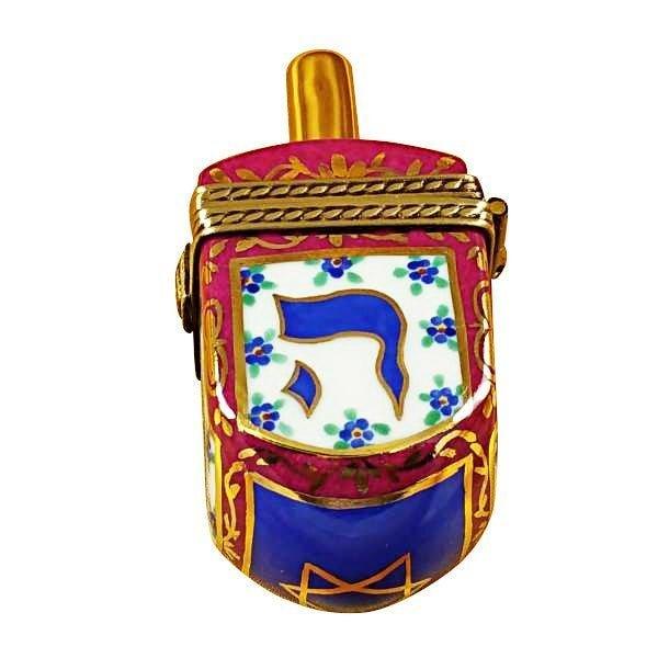 Dreidel Blue & Maroon Porcelain Limoges religion spirit Rochard Limoges Box jewish French Trinket Box