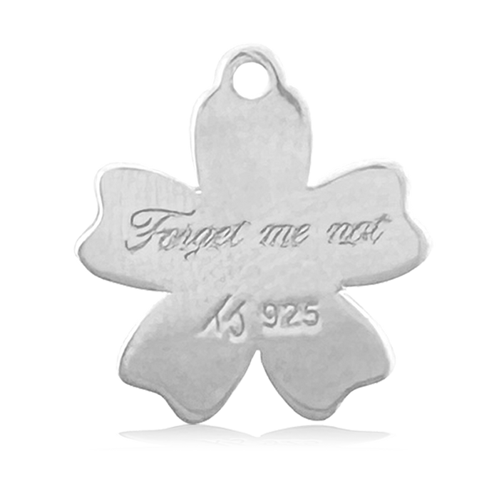 Blue Calcite Gemstone Bracelet with Forget Me Not Sterling Silver Charm