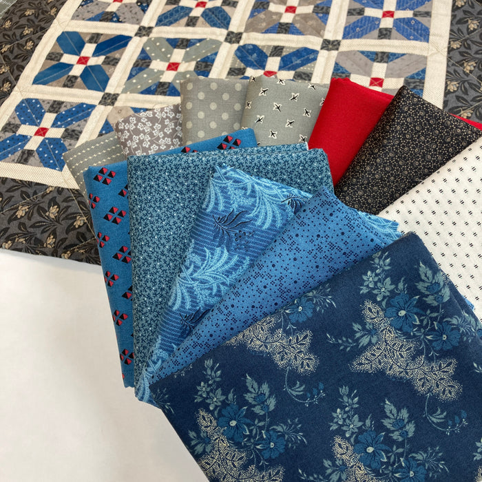 Blue & Gray Fat Quarter Stack of 12 Fat Quarters