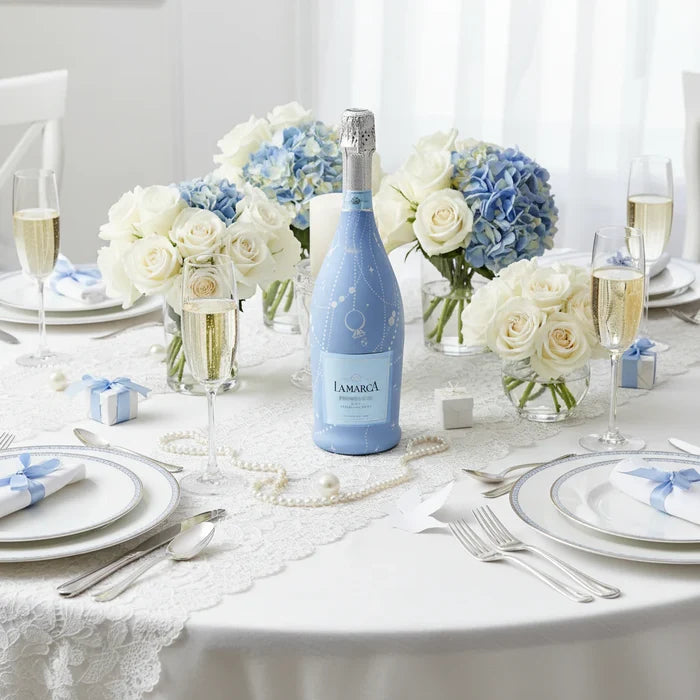 Blue Pearls and Prosecco Prosecco Bottle Wrap