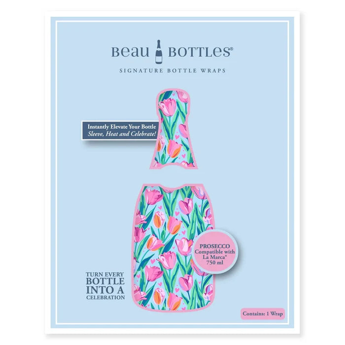 Blushing Tulip Garden Prosecco Bottle Wrap