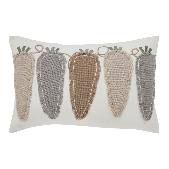 Burlap Applique Carrot Pillow 14x22