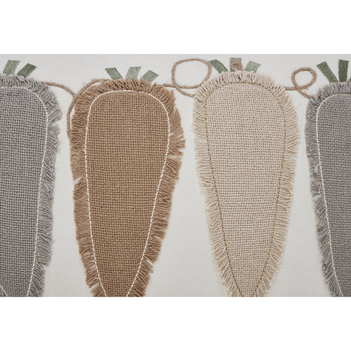 Burlap Applique Carrot Pillow 14x22