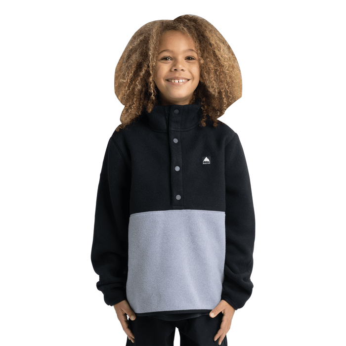 Burton Kids Cinder Fleece Anorak 2026 True Black/Gray Heather - Comor - Go Play Outside