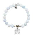 Celestine Gemstone Bracelet with Be the Light Sterling Silver Charm