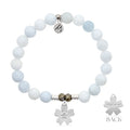 Celestine Gemstone Bracelet with Forget Me Not Sterling Silver Charm