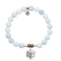 Celestine Gemstone Bracelet with Lucky Dice Sterling Silver Charm