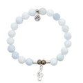 Celestine Gemstone Bracelet with Music Note Sterling Silver Charm