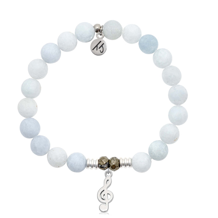 Celestine Gemstone Bracelet with Music Note Sterling Silver Charm