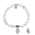 Celestine Gemstone Bracelet with Oyster Sterling Silver Charm