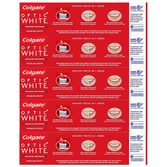 Colgate Optic White Sparkling White Toothpaste, Sparkling Mint (4.1 oz., 4 pk.)
