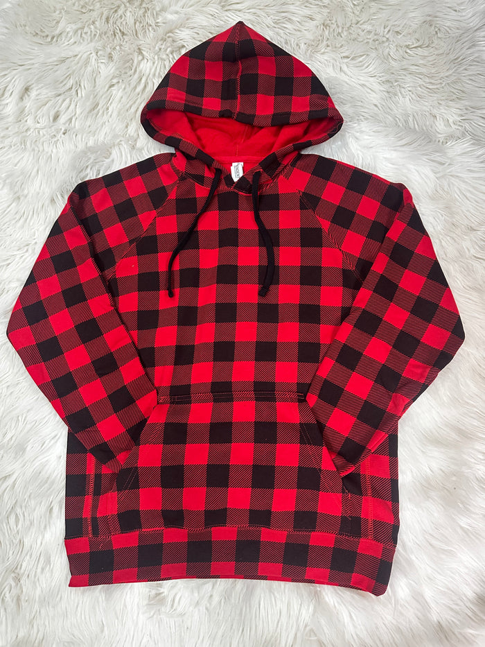 DOOR BUSTER SALE! {HOLIDAY MAGIC} Red + Black Buffalo Plaid Hooded Sweatshirt Hoodie