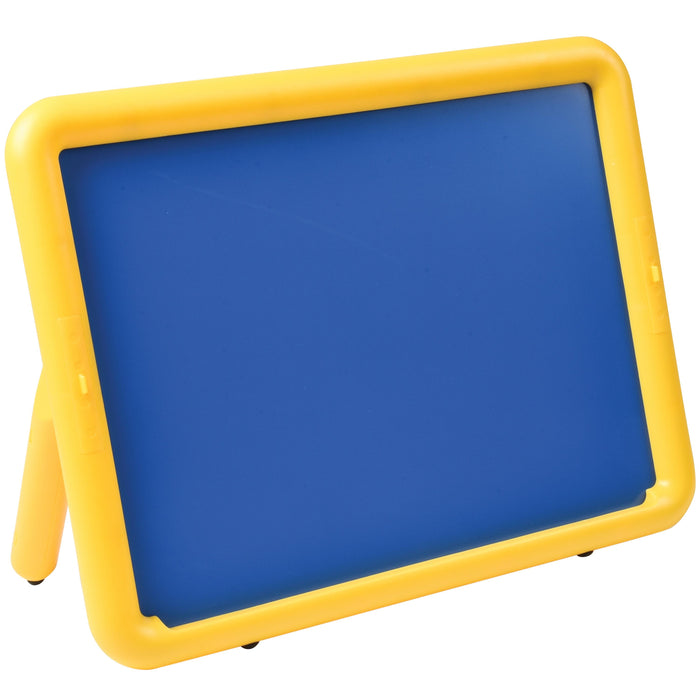 Blue board with yellow frame on a white background