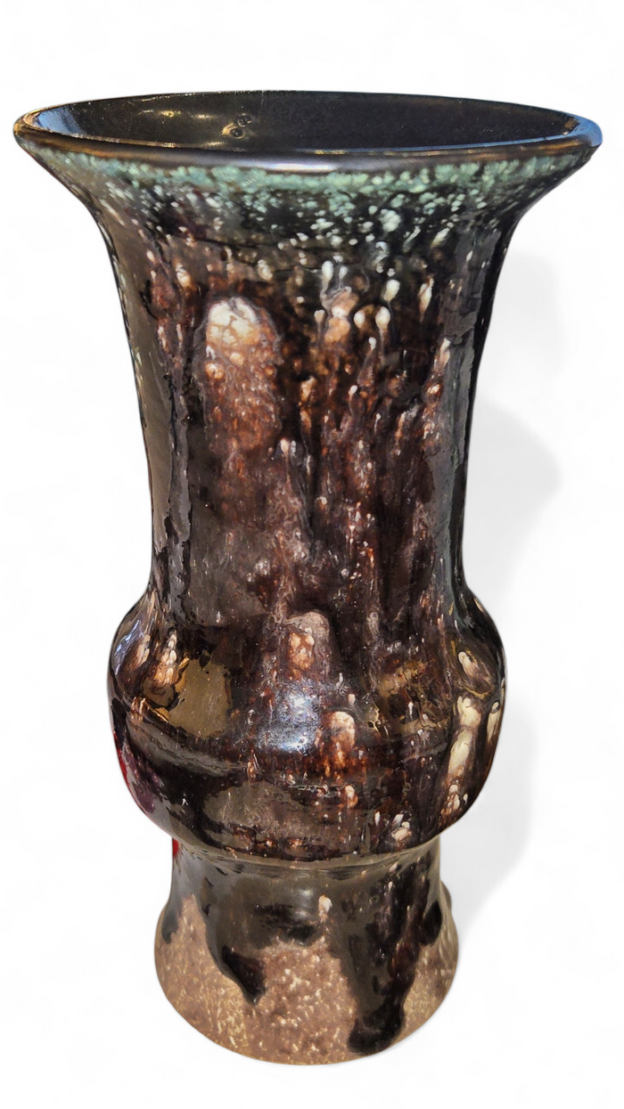 FLARED-RIM STUDIO POTTERY STONEWARE VASE BY ÉVA BOD (HUNGARY)