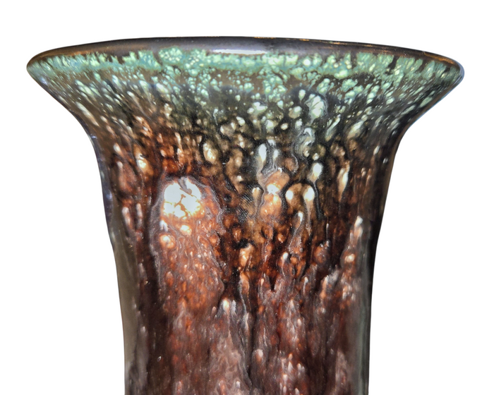 FLARED-RIM STUDIO POTTERY STONEWARE VASE BY ÉVA BOD (HUNGARY)