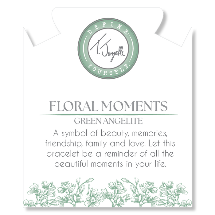 Floral Moments Bracelet- Green Angelite and Orchid Painted Porcelain Beads