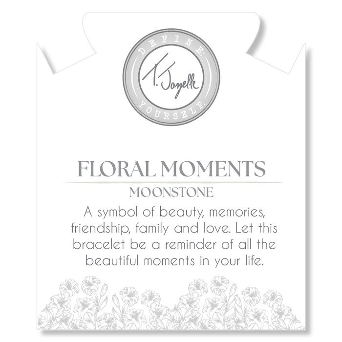 Floral Moments Bracelet- Moonstone and Lily Painted Porcelain Beads
