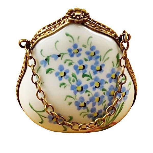 Forget Me Not Handbag Porcelain Limoges purse limoges boxes French Trinket Box