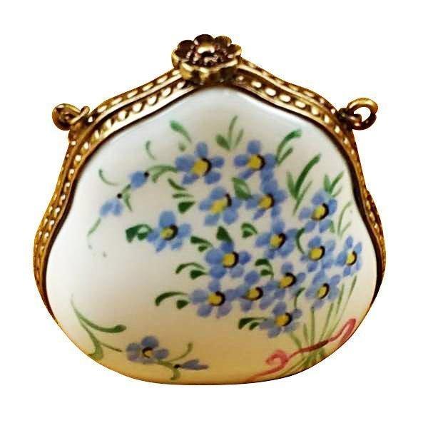Forget Me Not Handbag Porcelain Limoges purse limoges boxes French Trinket Box
