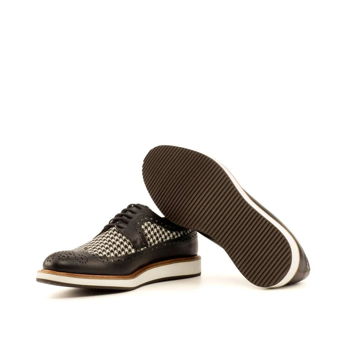 Franko Longwing Blucher houndstooth wingtip dress shoes