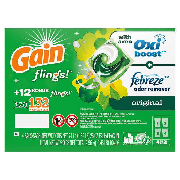 Gain Flings! Liquid Laundry Detergent Pacs, Original Scent (152 ct.)