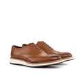 GH09 Full Brogue II brown leather wingtip shoes with brogue toe