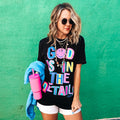 {GOD IS IN THE DETAILS} Colorful Black Crew Neck