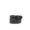 Gospodin Marseille belt in gray herringbone with black leather accents