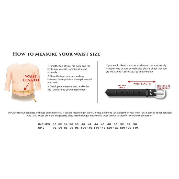 Gospodin Marseille Belt waist measurement guide