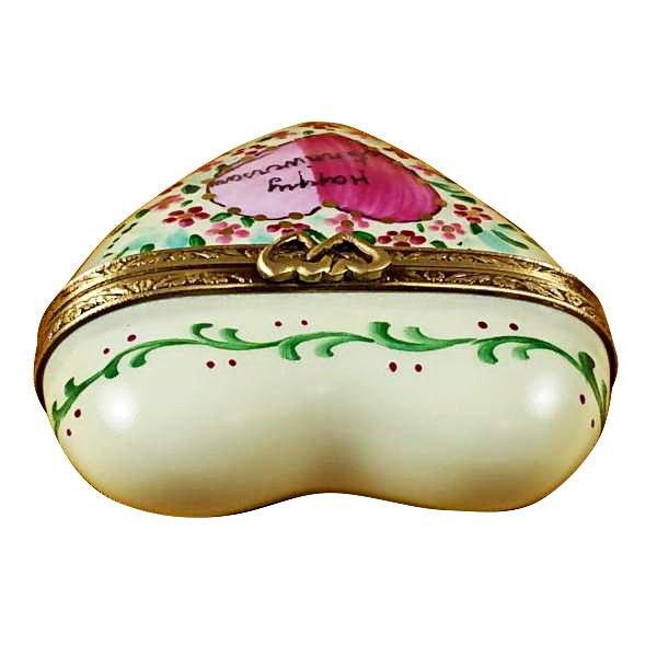 Heart - Happy Anniversary Porcelain Limoges anniversary wedding heart French Trinket Box