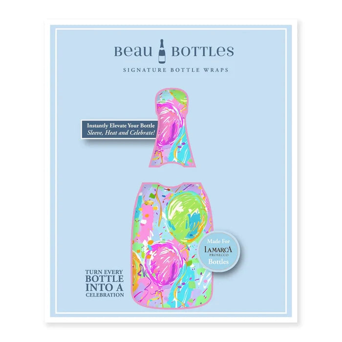 Happy Birthday Balloons Prosecco Bottle Wrap
