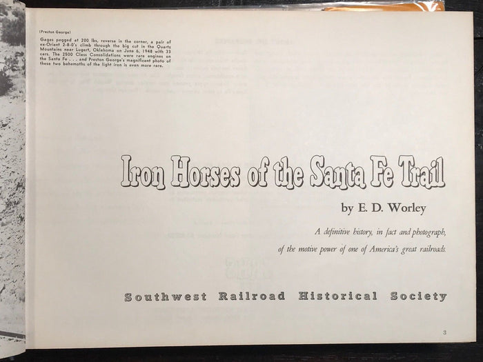 IRON HORSES OF THE SANTA FE TRAIL - WORLEY, 1st/1st 1965 HC/DJ, RAILROAD HISTORY